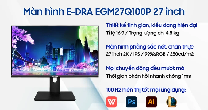 Màn hình E-DRA EGM27Q100P 27 inch