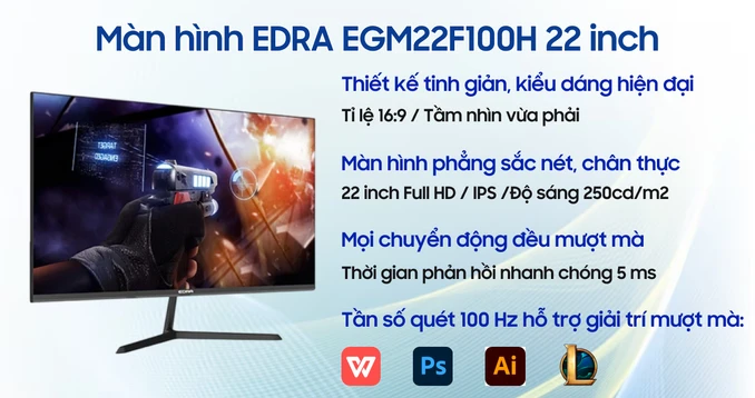Màn hình EDRA EGM22F100H 22 inch