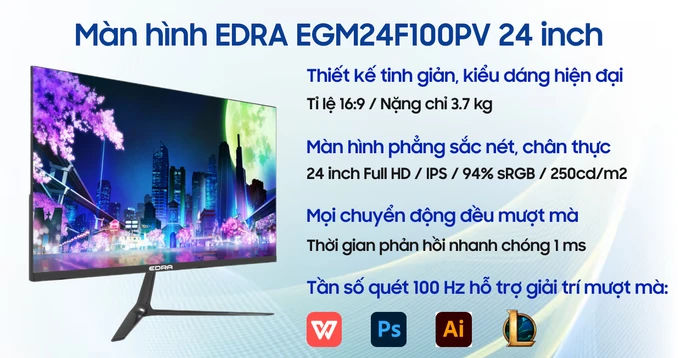 Màn hình EDRA EGM24F100PV 24 inch