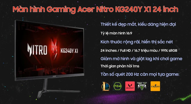 Màn hình Gaming Acer Nitro KG240Y X1 24 inch