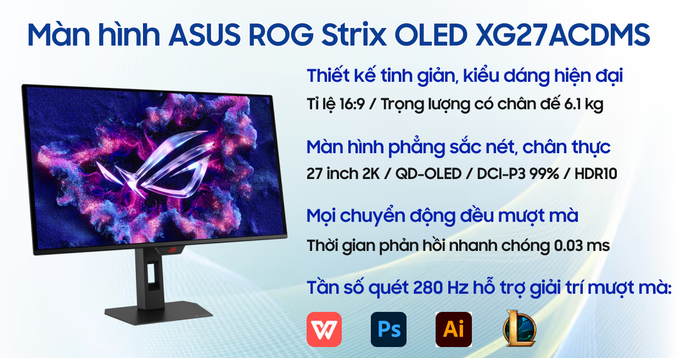Màn hình Gaming ASUS ROG Strix OLED XG27ACDMS 27 inch