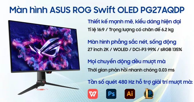 Màn hình Gaming ASUS ROG Swift OLED PG27AQDP 27 inch