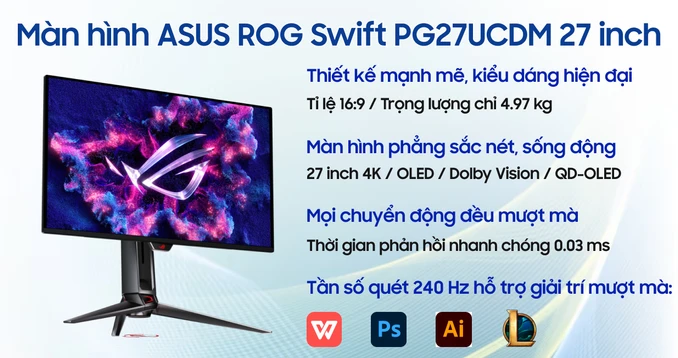 Màn hình Gaming ASUS ROG Swift OLED PG27UCDM 27 inch
