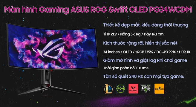 Màn hình Gaming ASUS ROG Swift OLED PG34WCDM