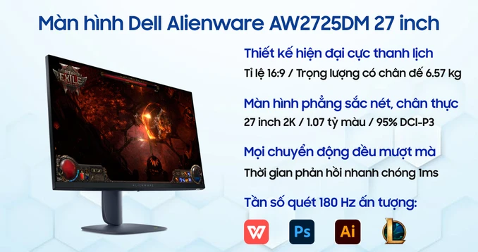 Màn hình gaming Dell Alienware AW2725DM 27 inch