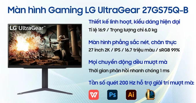 Màn hình Gaming LG UltraGear 27GS75Q-B 27 inch