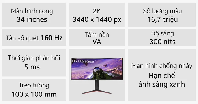 Màn hình Gaming LG UltraGear 34GP63A-B 34 inch