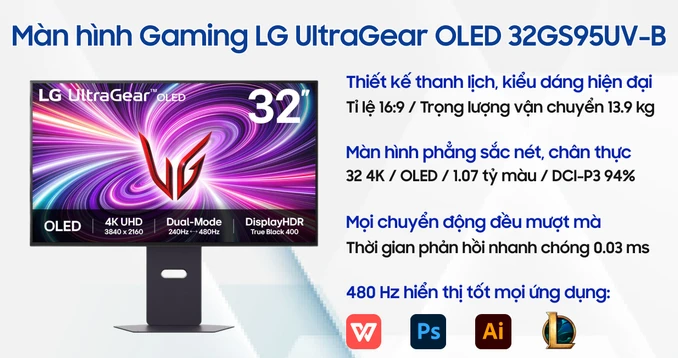 Màn hình Gaming LG UltraGear OLED 32GS95UV-B 32 inch