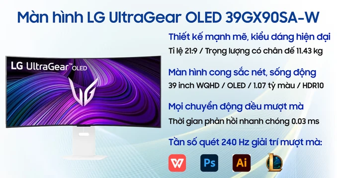 Màn hình Gaming LG UltraGear OLED 39GX90SA-W 39 inch