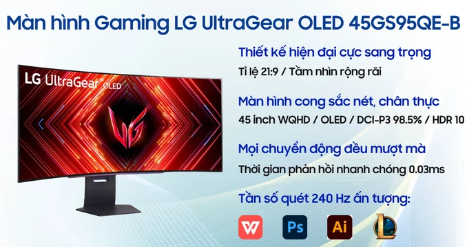 Màn hình Gaming LG UltraGear OLED 45GS95QE-B 45 inch