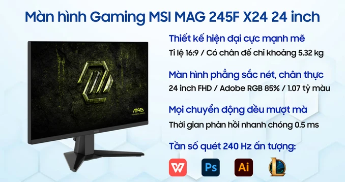 Màn hình Gaming MSI MAG 245F X24 24 inch