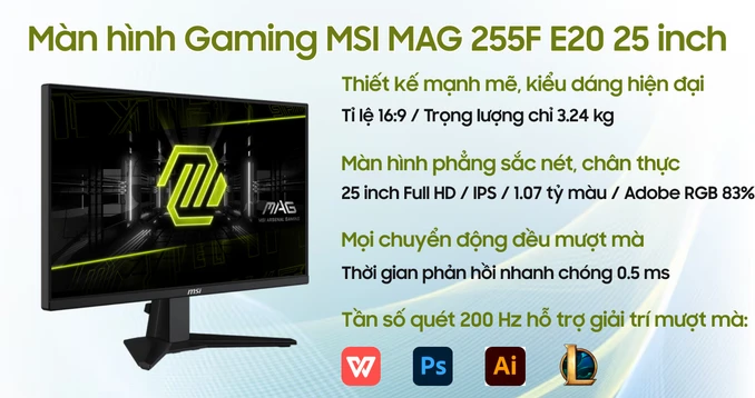 Màn hình Gaming MSI MAG 255F E20 25 inch