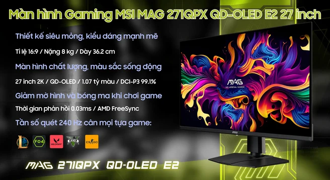 Màn hình Gaming MSI MAG 271QPX QD-OLED E2 27 inch