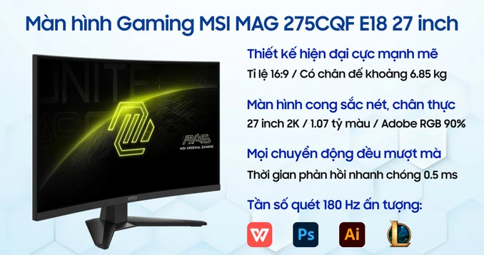 Màn hình Gaming MSI MAG 275CQF E18 27 inch