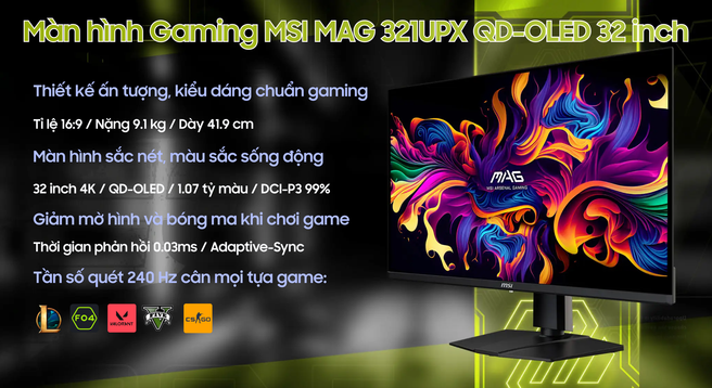 Màn hình Gaming MSI MAG 321UPX QD-OLED 32 inch