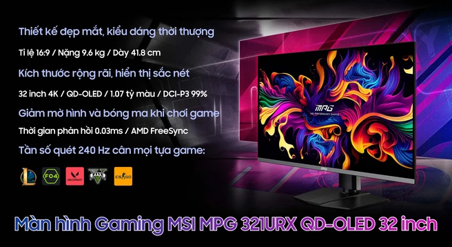 Màn hình Gaming MSI MPG 321URX QD-OLED 32 inch