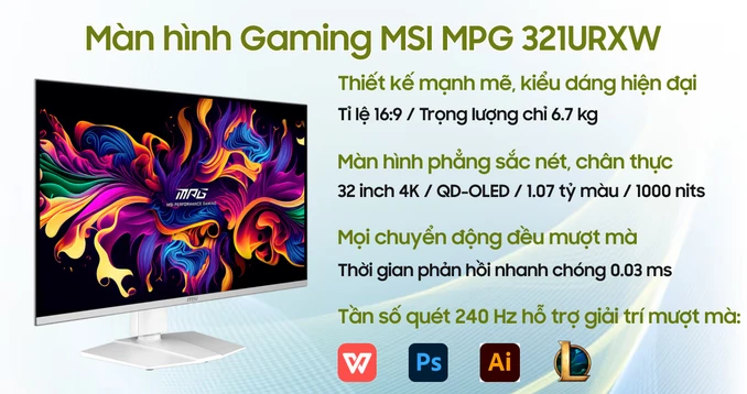 Màn hình Gaming MSI MPG 321URXW QD-OLED 32 inch