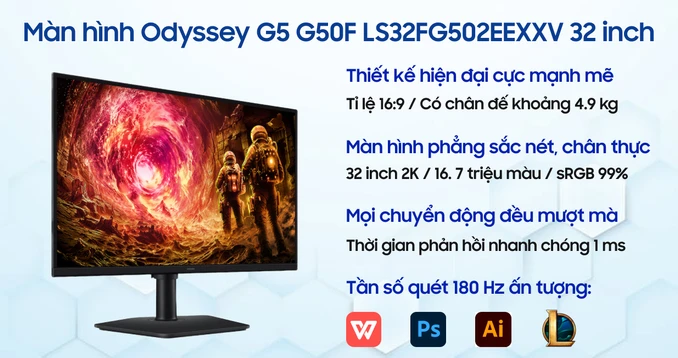Màn hình Gaming Samsung Odyssey G5 G50F LS32FG502EEXXV 32 inch - 1