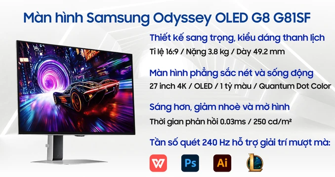 Màn hình Gaming Samsung Odyssey OLED G8 G81SF LS27FG812SEXXV 27 inch