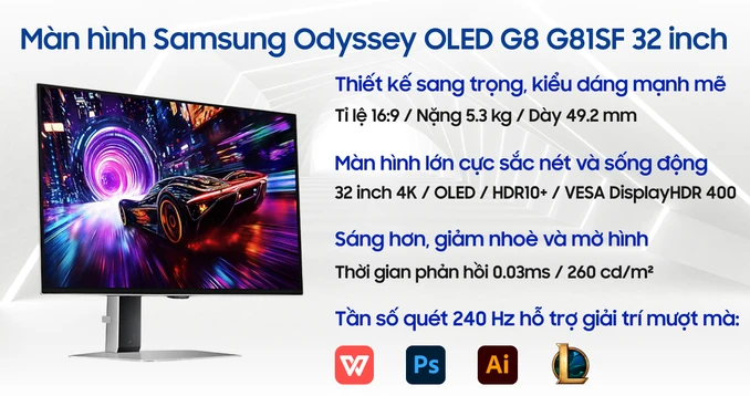 Màn hình Gaming Samsung Odyssey OLED G8 G81SF LS32FG812SEXXV 32 inch