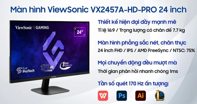Màn hình Gaming ViewSonic VX2457A-HD-PRO 24 inch