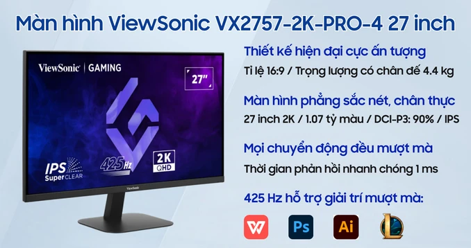 Màn hình gaming ViewSonic VX2757-2K-PRO-4 27 inch