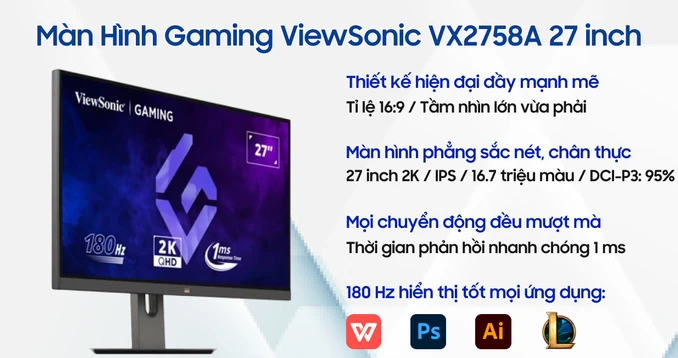 Màn Hình Gaming ViewSonic VX2758A-2K-PRO-4 27 inch