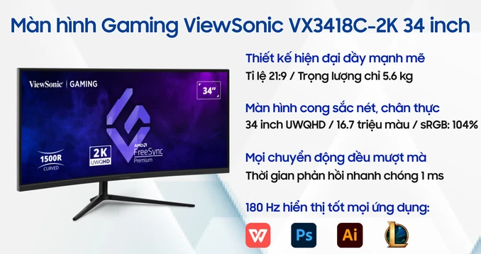 Màn hình Gaming ViewSonic VX3418C-2K 34 inch