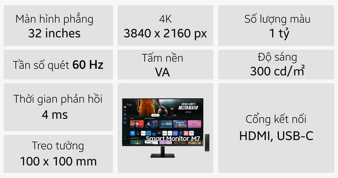 Màn hình thông minh Samsung LS32DM700 32 inch
