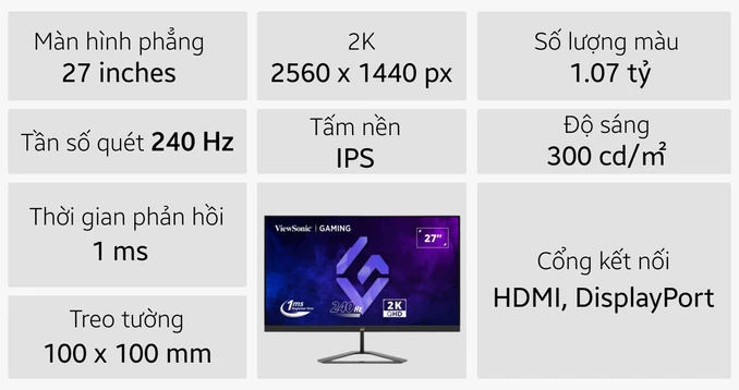 Màn hình Gaming ViewSonic VX2758A-2K-PRO-3 27 inch