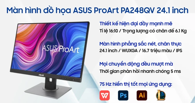 Màn hình đồ họa ASUS ProArt PA248QV 24.1 inch  - 1