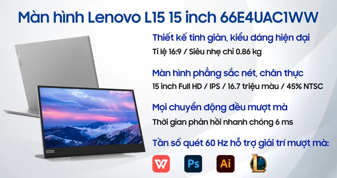 Màn hình Lenovo L15 15 inch 66E4UAC1WW
