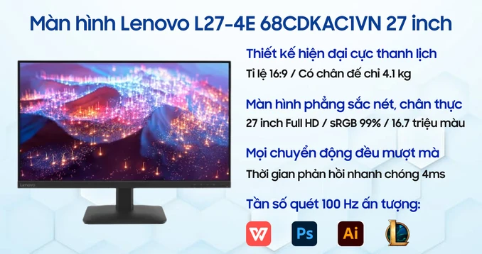 Màn hình Lenovo L27-4E 68CDKAC1VN 27 inch