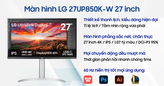 Màn hình LG 27UP850K-W 27 inch