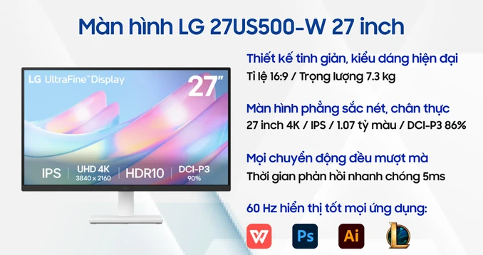 Màn hình LG 27US500-W 27 inch