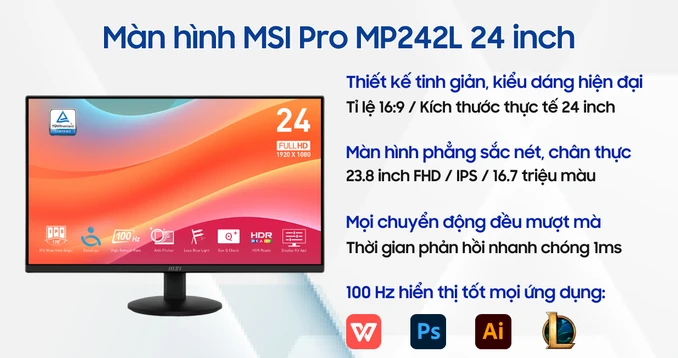Màn hình MSI Pro MP242L 24 inch