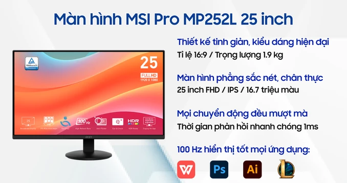 Màn hình MSI Pro MP252L 25 inch