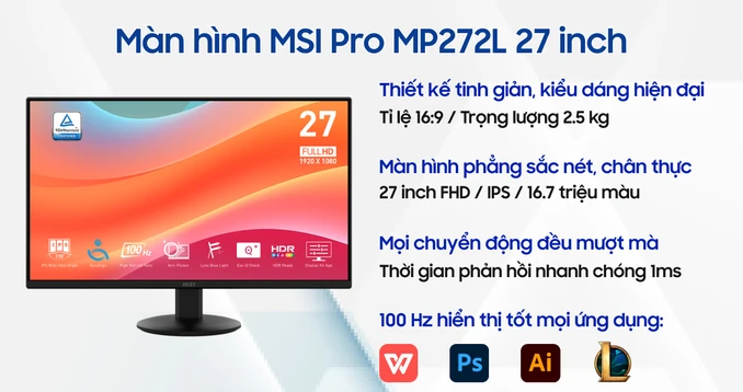 Màn hình MSI Pro MP272L 27 inch