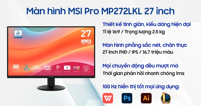 Màn hình MSI Pro MP272LKL 27 inch