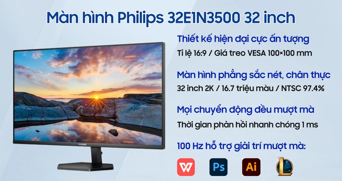 Màn hình Philips 32E1N3500 32 inch