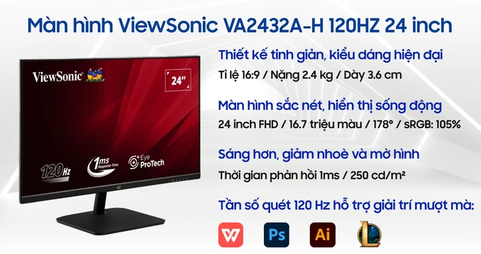 Màn hình ViewSonic VA2432A-H 120HZ 24 inch