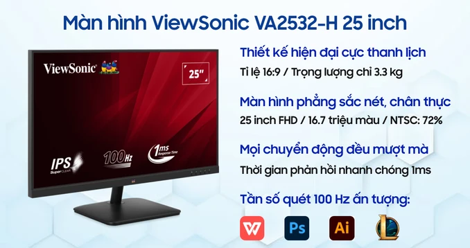 Màn hình ViewSonic VA2532-H 25 inch