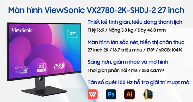 Màn hình ViewSonic VX2780-2K-SHDJ-2 27 inch