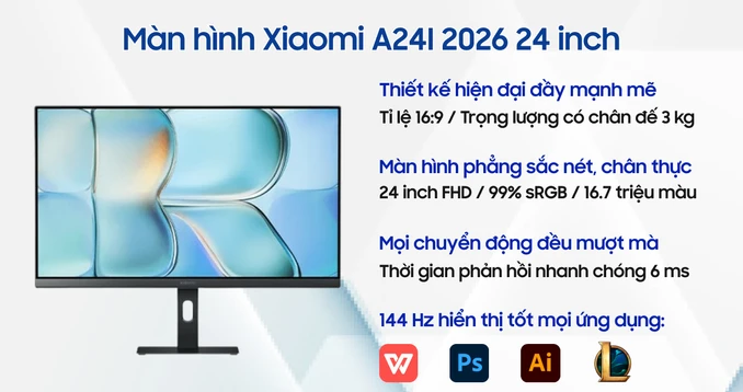 Màn hình Xiaomi A24I 2026 24 inch