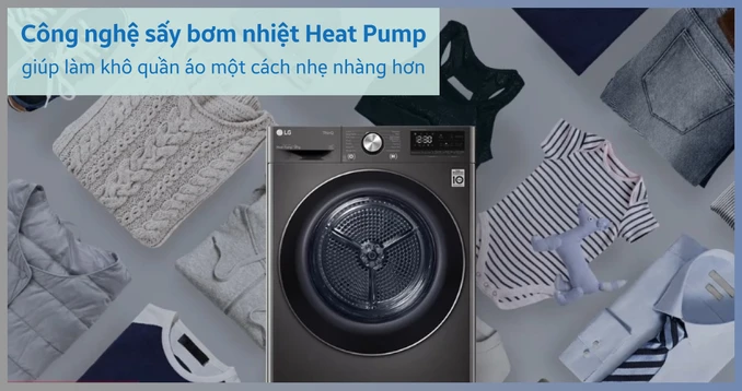 Máy sấy LG bơm nhiệt 10.5kg 2024 (DVHP50M) | Chính hãng, giá tốt