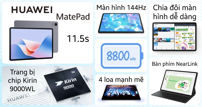 Máy Tính Bảng Huawei Matepad 11.5''S 8GB 256GB Xám
