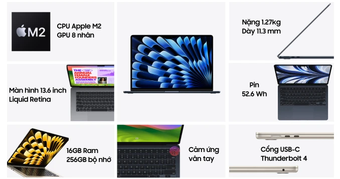 Apple Macbook Air M2 16GB 256GB | Chính hãng Apple Việt Nam Apple Macbook Air M2 16GB 256GB | Chính hãng Apple Việt Nam
