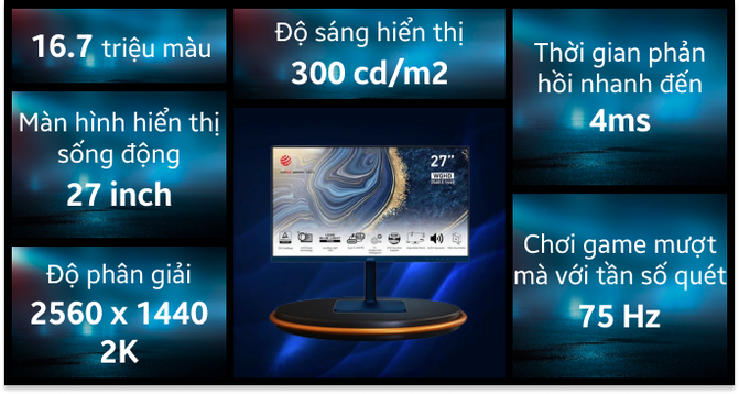 Màn hình MSI Modern MD272QP Ultramarine 27 inch