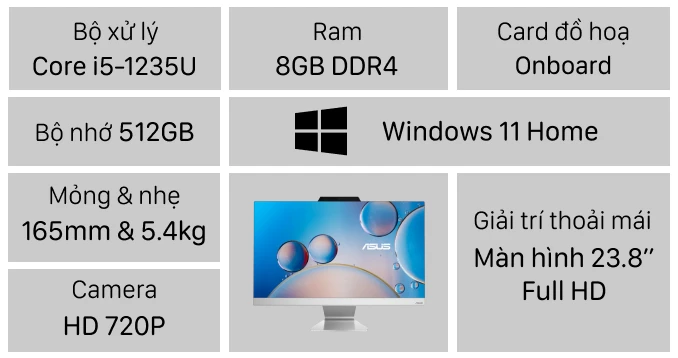 Máy tính All In One ASUS A3402WBAK-WPC049W