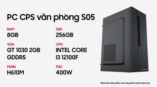PC CPS văn phòng S05 i3 12100F / 8GB - 256GB